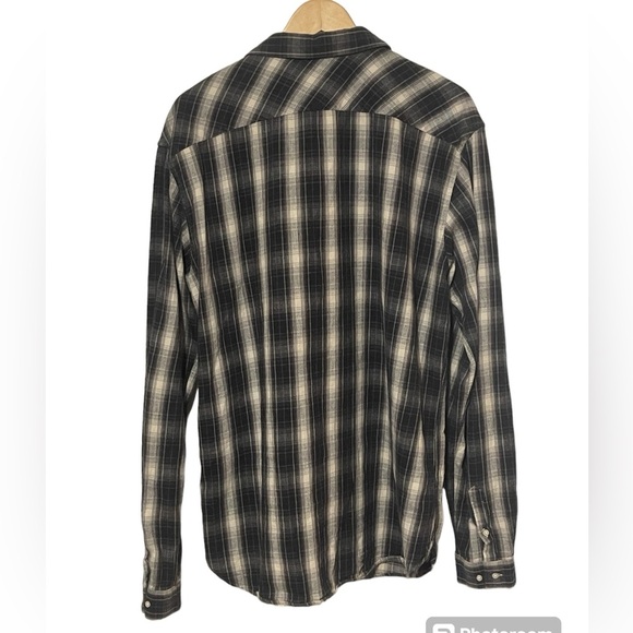 Scotch & Soda Men's XXL Black & Grey Long Sleeve Flannel Button Down Shirt - Picture 2 of 5
